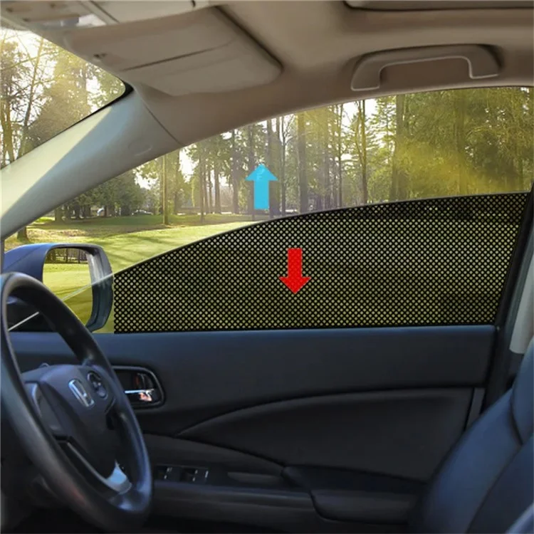 2Pcs 38x42cm Car Window Sunshade Sticker PVC Black Mesh Anti-UV Vehicle Glass Film