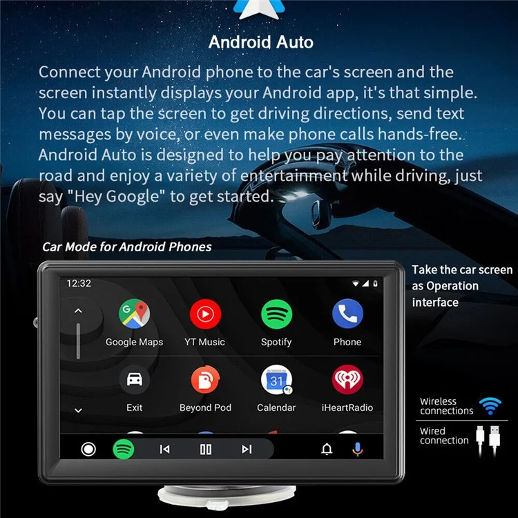 W500A 7-inch Touch Screen Car Wireless Carplay FM Radio HD Video MP5 Player with 8-LED Camera