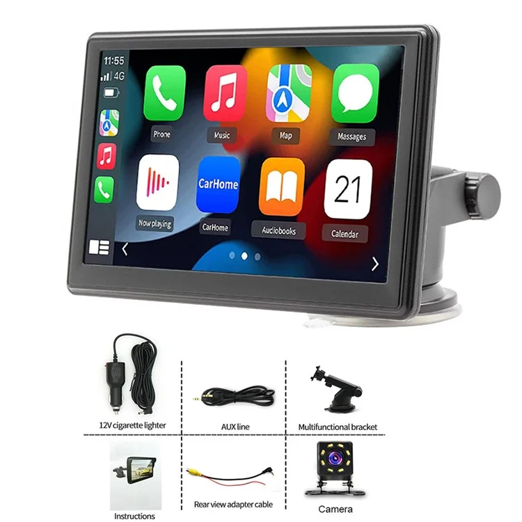 W500A 7-inch Touch Screen Car Wireless Carplay FM Radio HD Video MP5 Player with 8-LED Camera