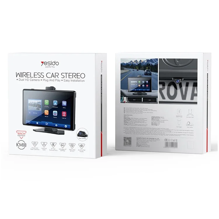 YESIDO KM18 Car Stereo Carplay 9 inch Touch Screen Bluetooth-compatible Carplay with Rear Camera