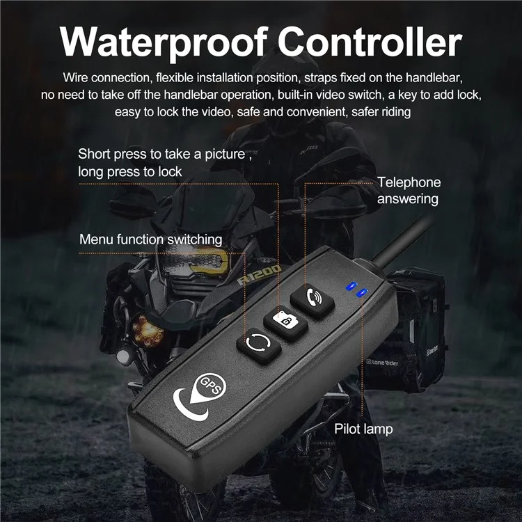 AC200 5.5-inch Screen Motorbike Camcorder DVR Carplay Tire Pressure Monitor Motorcycle Video Recorder
