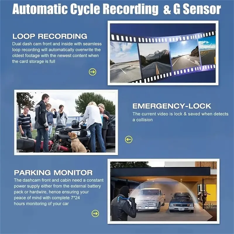 A18 WiFi Dash Cam Vorne Und Hinten in Der Dual -kamera -auto -dvr Mit Dem Parkplatzmodus Für Nachtsicht