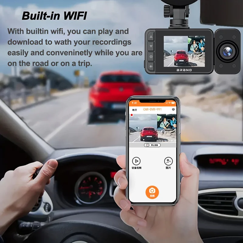 A18 WiFi Dash Cam Vorne Und Hinten in Der Dual -kamera -auto -dvr Mit Dem Parkplatzmodus Für Nachtsicht