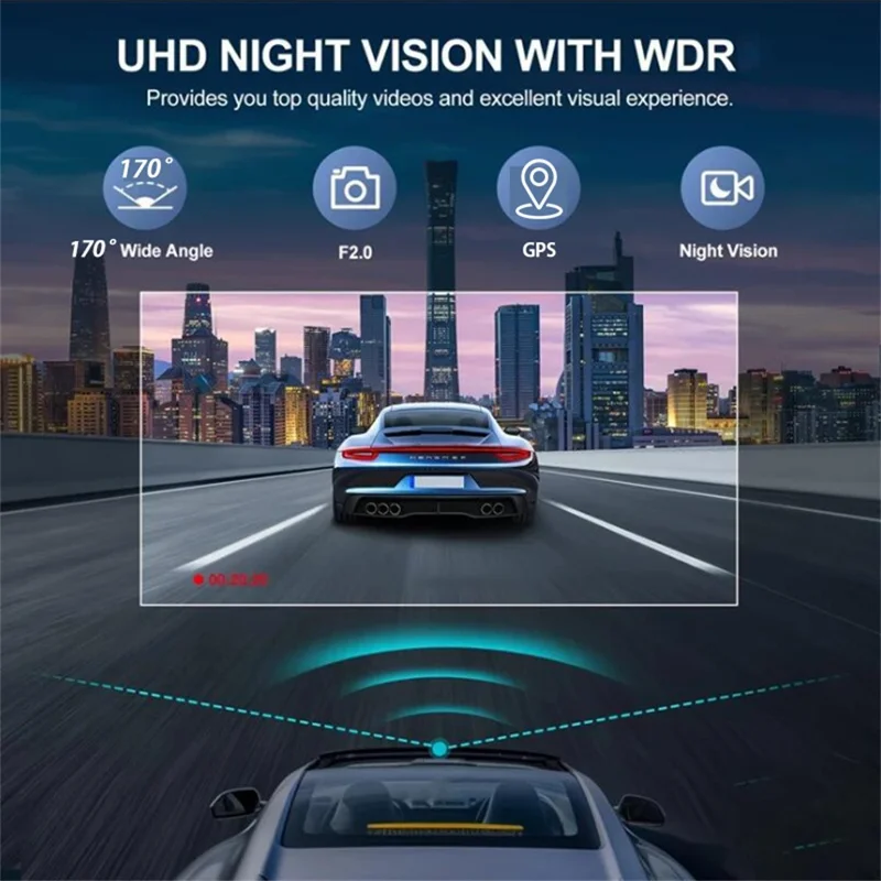 C15 Dual Dash Cam Front 4K Rear 1080P Parking Mode WiFi Car Camera with ADAS GPS
