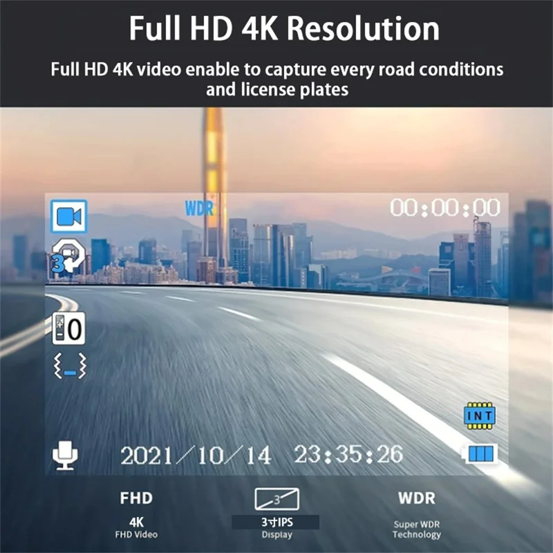 C15 Dual Dash Cam Front 4K Rear 1080P Parking Mode WiFi Car Camera with ADAS GPS