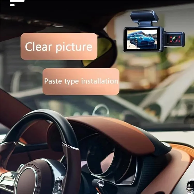 Telecamera per cruscotto anteriore e posteriore 1080P HD con visione notturna, registratore per auto (senza WiFi)