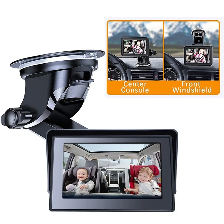R5037 Telecamera per monitor per bambini in auto con ventosa rotante a 360 gradi da 4,3 pollici per una guida sicura con visione notturna