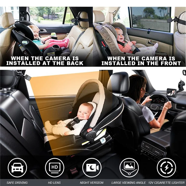 R5037 Telecamera per monitor per bambini in auto con ventosa rotante a 360 gradi da 4,3 pollici per una guida sicura con visione notturna