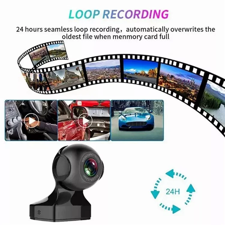 Telecamera per cruscotto 1080P HD WiFi con angolo di visione di 170 gradi, visione notturna e sensore G