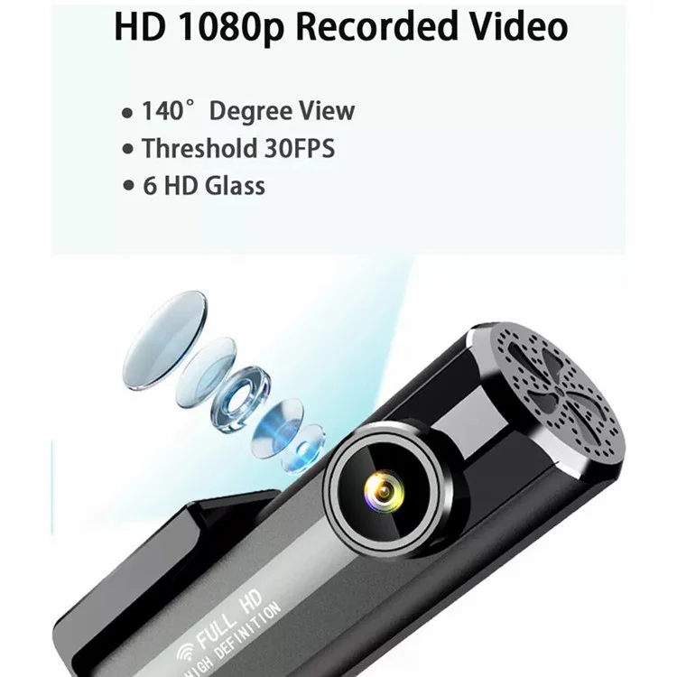 1080P HD Lipstick Size Dash Cam WiFi Smartphone Viewing Voice Control Camera with Parking Monitor