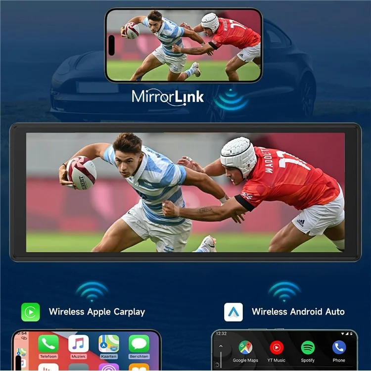 W514B Pantalla Portátil CarPlay de 10,26 Pulgadas con Cámara AHD de Doble Grabación y Tarjeta TF de 64G