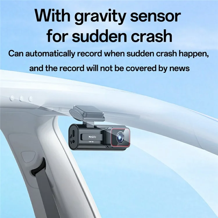 YESIDO KM21 Car Dash Cam 1080P HD 145 Degree Wide Angle 24 / 7 Monitoring Emergency Driving Recorder