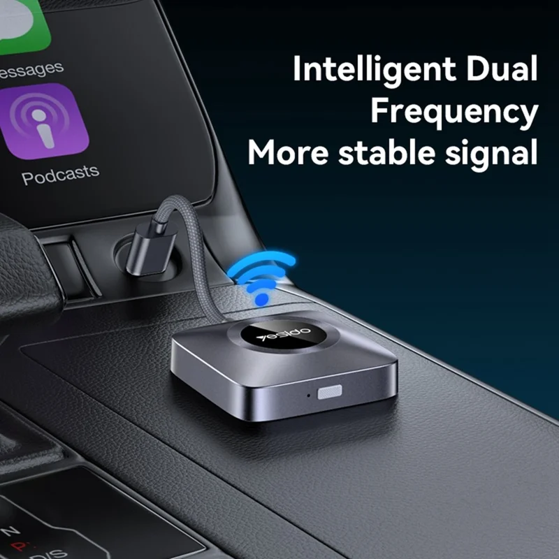 YESIDO KM23 Dual Band WiFi CarPlay Adapter Wired to Wireless Converter for Car Stereo Systems OTA Upgradable