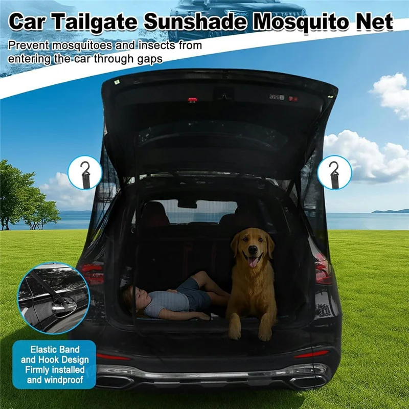 Car Tailgate Mesh Screen Anti Mosquito Insect Net for Outdoor Camping Trunk Protection, Size S