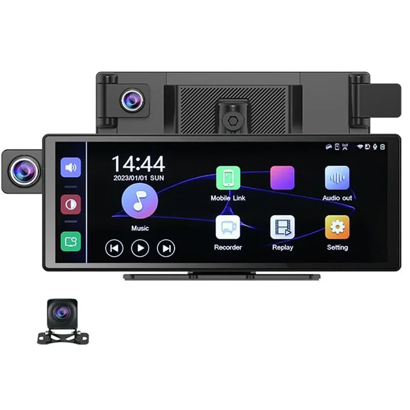 R5026 2K Front + 1080P Rear Dual Lens 10.26 Inch Bluetooth-compatible CarPlay Car Dash Cam AHD Camera with 2 Brackets
