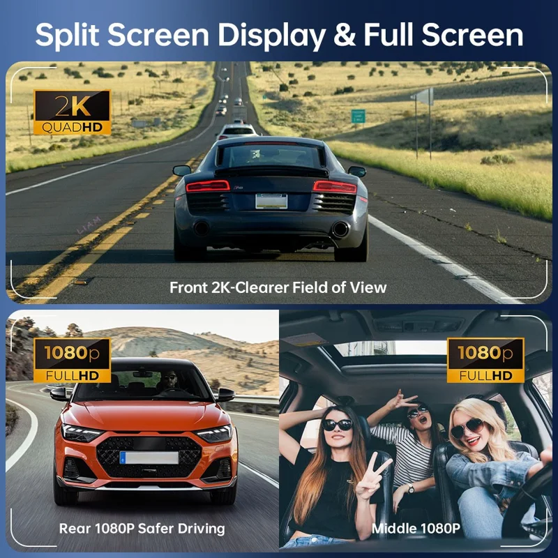 R5026 2K Front + 1080P Rear Dual Lens 10.26 Inch Bluetooth-compatible CarPlay Car Dash Cam AHD Camera with 2 Brackets