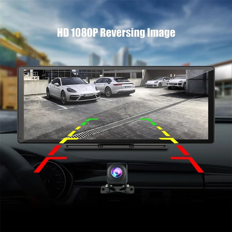 R5026 2K Front + 1080P Rear Dual Lens 10.26 Inch Bluetooth-compatible CarPlay Car Dash Cam AHD Camera with 2 Brackets