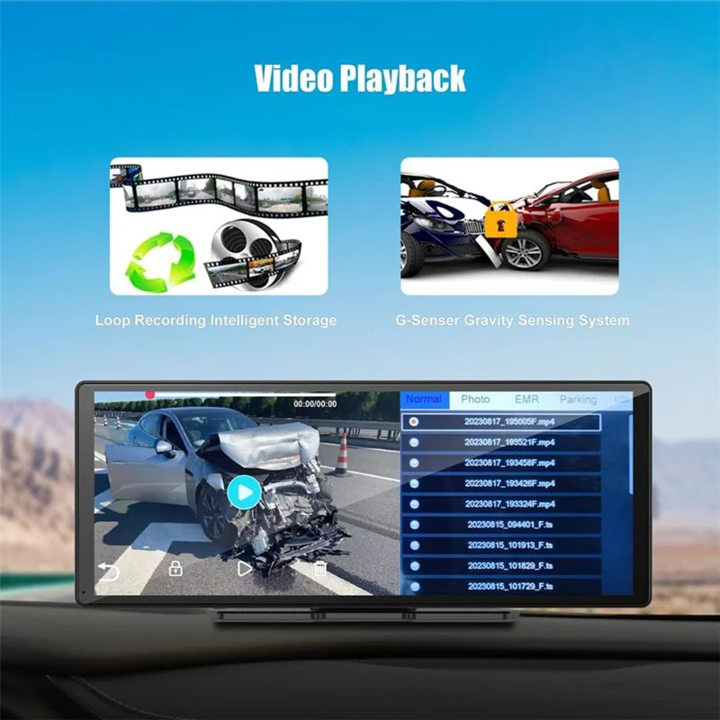 R5026 2K Front + 1080P Rear Dual Lens 10.26 Inch Bluetooth-compatible CarPlay Car Dash Cam AHD Camera with 2 Brackets