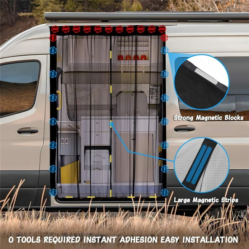 125cm Magnetic Fly Screen RV Sliding Door Mosquito Net for Campervans Insect Proof Curtain