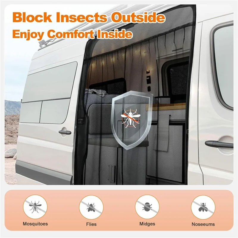 125cm Magnetic Fly Screen RV Sliding Door Mosquito Net for Campervans Insect Proof Curtain