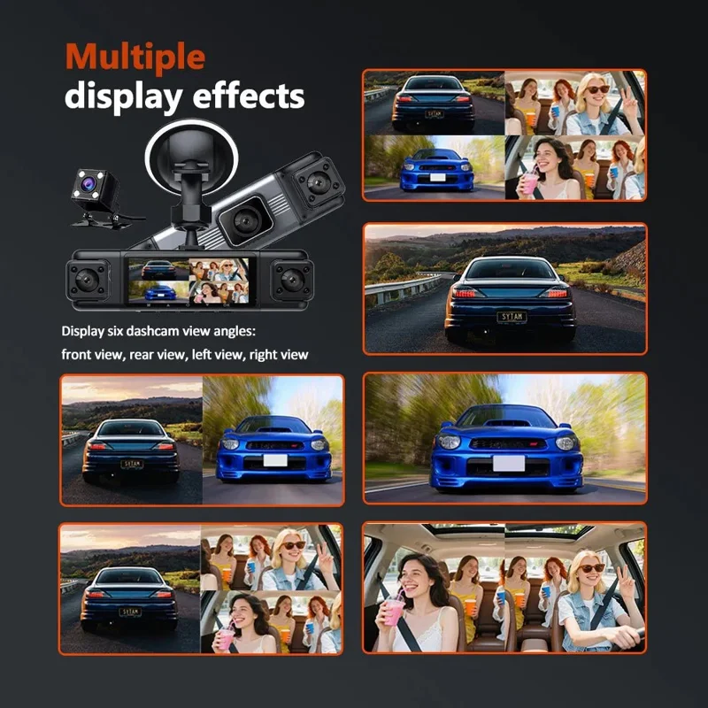 3.0 Inch IPS Screen 1080P HD Recording Dash Cam for Car 4 Lens Front Rear Side View Vehicle DVR
