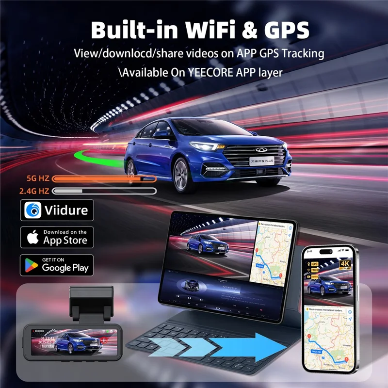 4K+2.5K Передняя и задняя линза Dash Cam GPS ADAS BSD Интеллектуальное вождение Ночное видение Автомобильный DVR