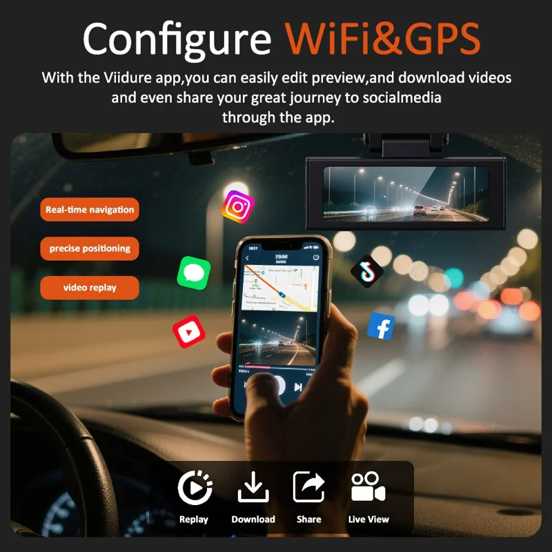 4K UHD Frontkamera und 2,5K Rückkamera Dual-Aufnahme WiFi GPS Dashcam mit integrierter ADAS für Autos, Lkws und SUVs