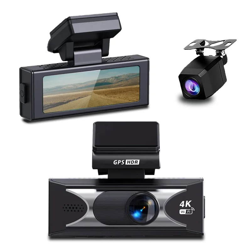 4K UHD Frontkamera und 2,5K Rückkamera Dual-Aufnahme WiFi GPS Dashcam mit integrierter ADAS für Autos, Lkws und SUVs
