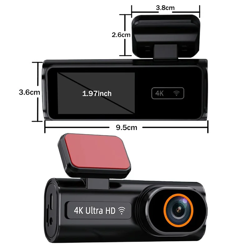 4K Dual Dash Cam Front and Rear Night Vision Parking Monitor GPS Tracking Car DVR