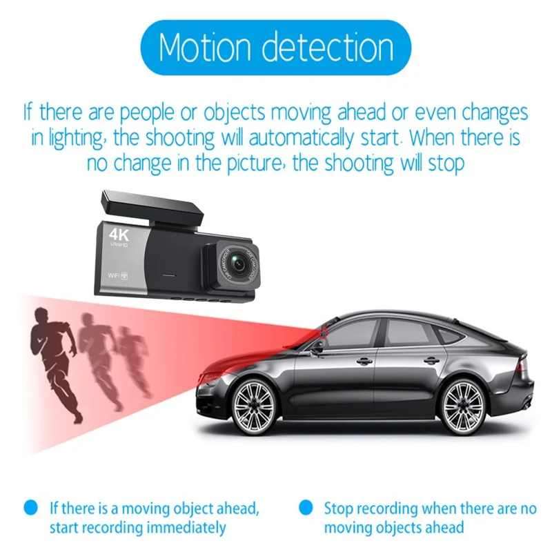 Y08 2.0 Inch IPS Screen 4K Dash Cam Front + Inside + Rear 3 Lens WiFi Car DVR Built-in G-Sensor