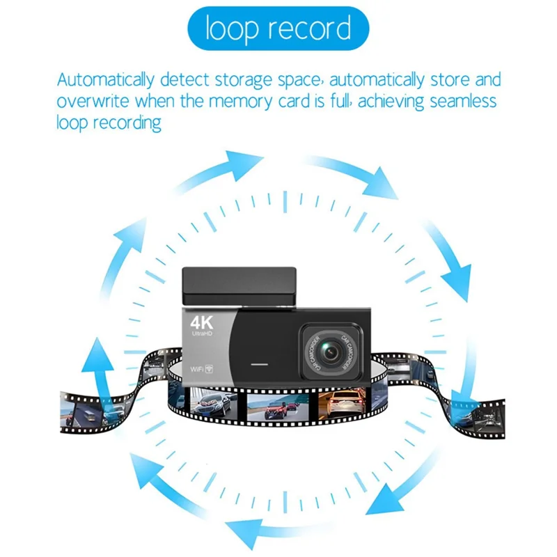 Y08 2.0 Inch IPS Screen 4K Dash Cam Front + Inside + Rear 3 Lens WiFi Car DVR Built-in G-Sensor