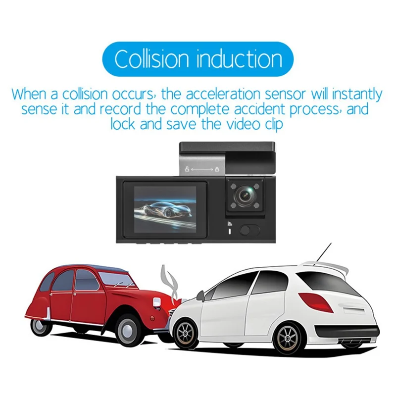 Y08 2.0 Inch IPS Screen 4K Dash Cam Front + Inside + Rear 3 Lens WiFi Car DVR Built-in G-Sensor