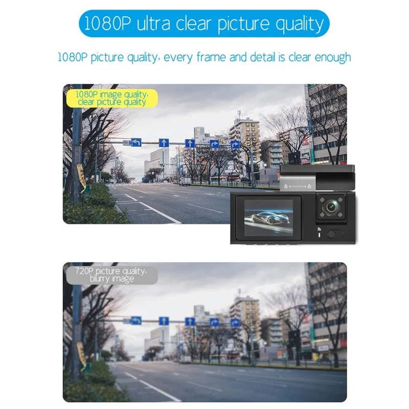 Y08 2.0 Inch IPS Screen 4K Dash Cam Front + Inside + Rear 3 Lens WiFi Car DVR Built-in G-Sensor