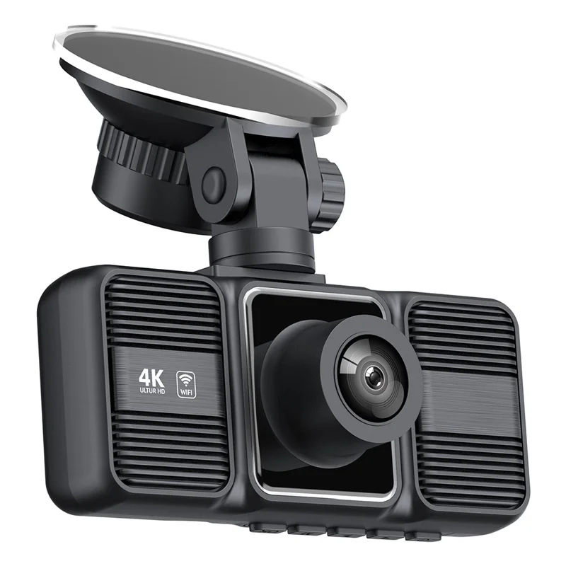 S26 4K Dash Cam 3-Lens WiFi Car Recorder with 2 inch IPS Screen  /  Night Vision  /  G-Sensor Motion  /  Detection Car DVR
