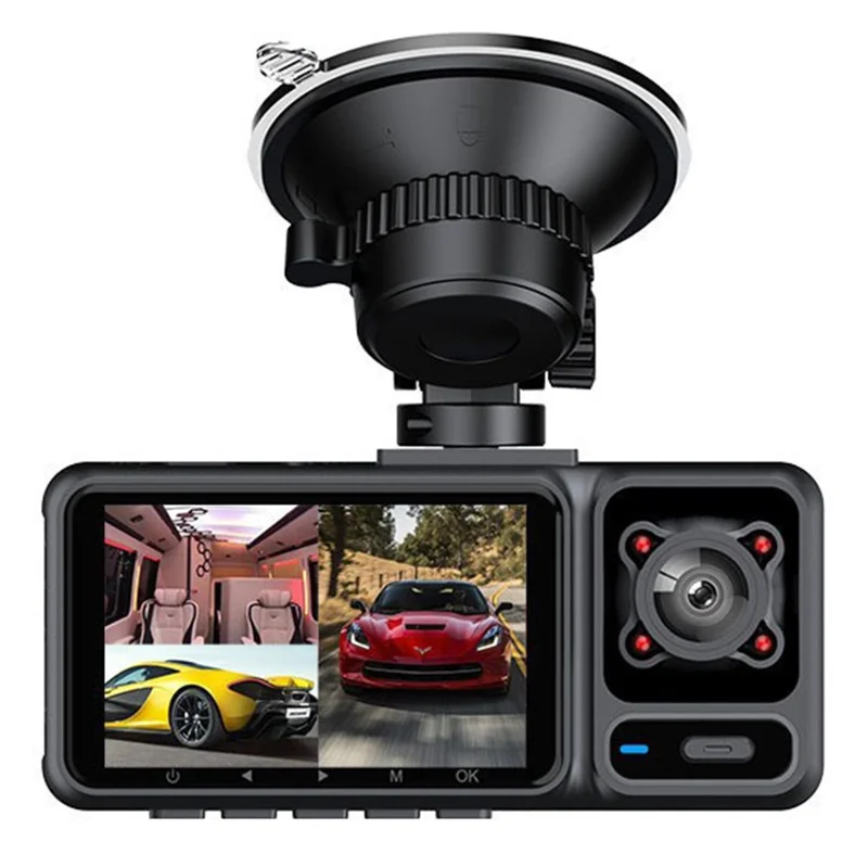 S26 4K Dash Cam 3-Lens WiFi Car Recorder with 2 inch IPS Screen  /  Night Vision  /  G-Sensor Motion  /  Detection Car DVR