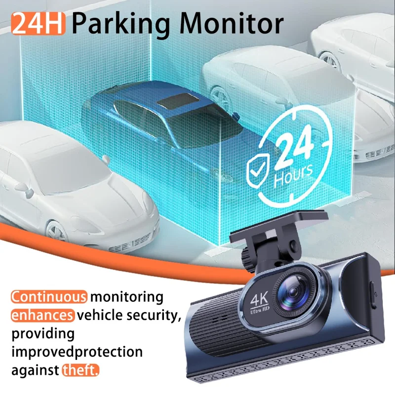 4K Dual Lens Dash Cam 170° Wide Angle Car DVR with WiFi GPS Tracking and Night Vision