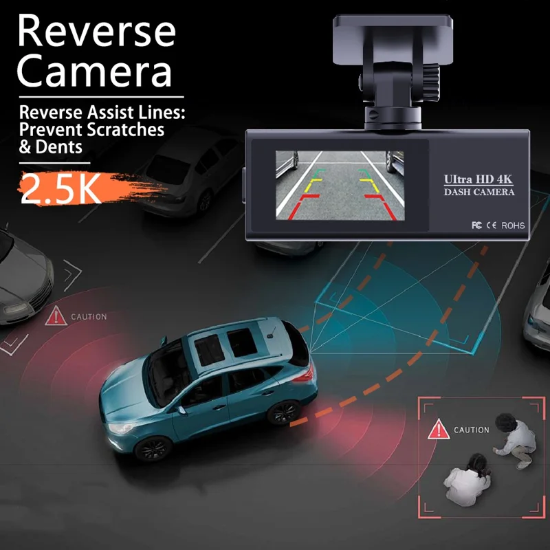 4K Dual Lens Dash Cam 170° Wide Angle Car DVR with WiFi GPS Tracking and Night Vision