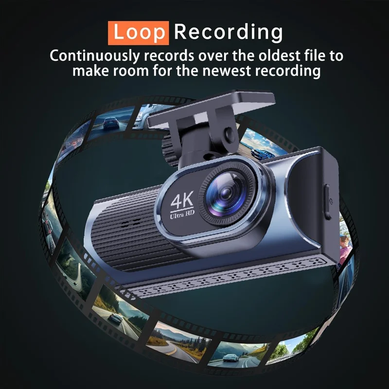 4K Dual Lens Dash Cam 170° Wide Angle Car DVR with WiFi GPS Tracking and Night Vision