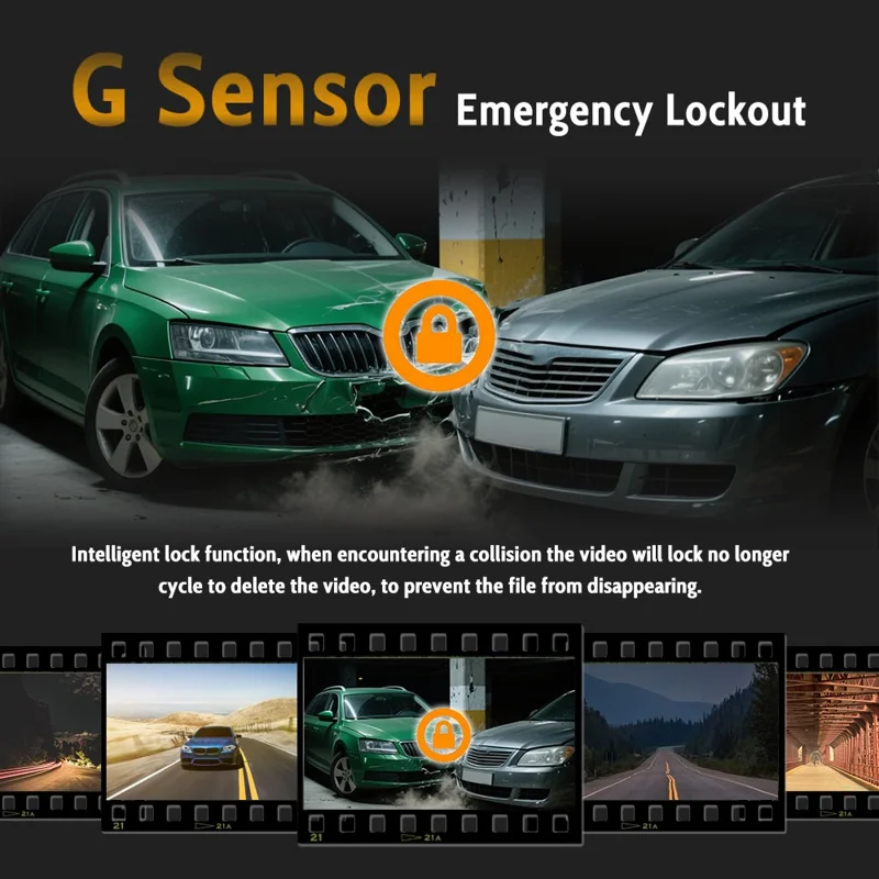 4K Dual Lens Dash Cam with ADAS 170° Wide Angle Car DVR with Night Vision and G-Sensor