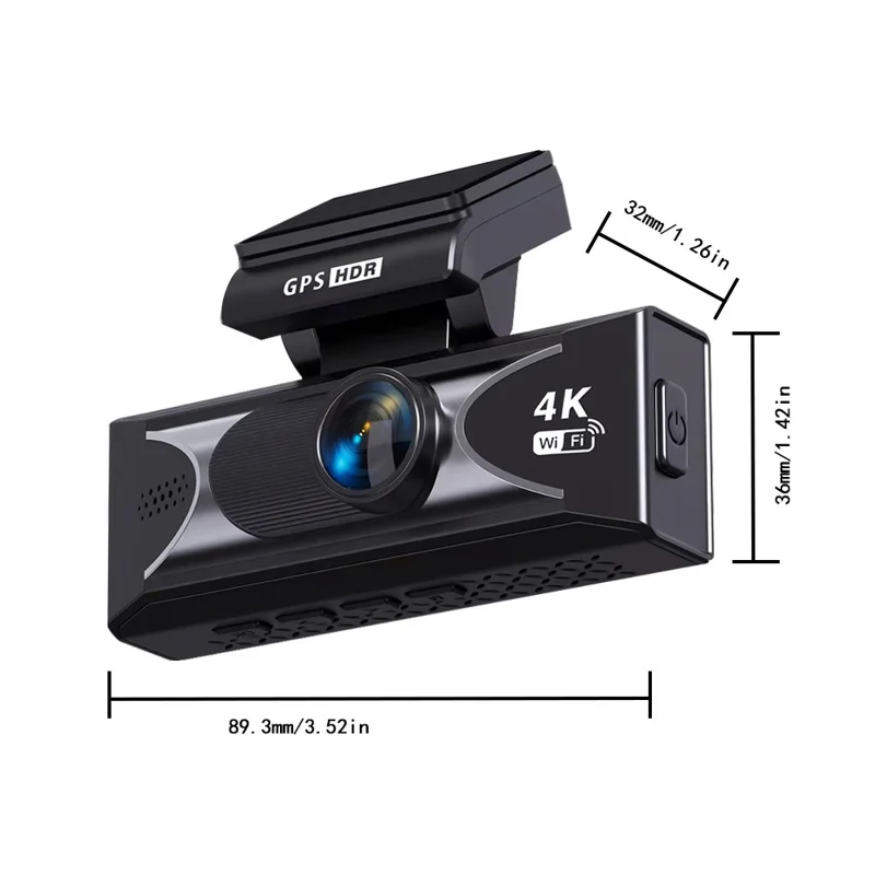 4K Dual Lens Dash Cam with ADAS 170° Wide Angle Car DVR with Night Vision and G-Sensor