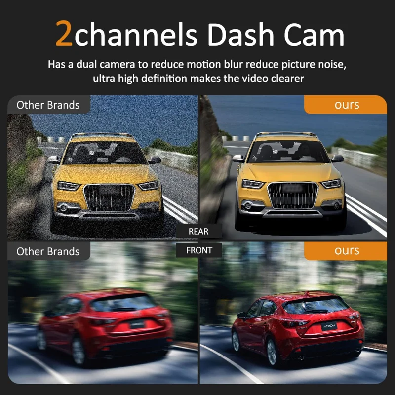 4K Dual Lens Dash Cam with ADAS 170° Wide Angle Car DVR with Night Vision and G-Sensor