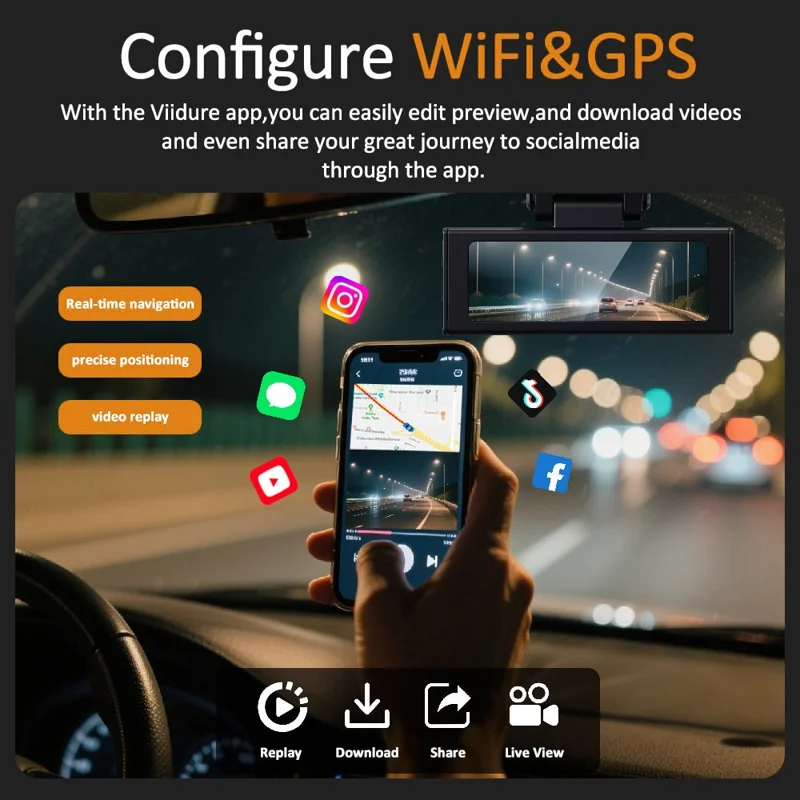 4K Dual Lens Dash Cam with ADAS 170° Wide Angle Car DVR with Night Vision and G-Sensor