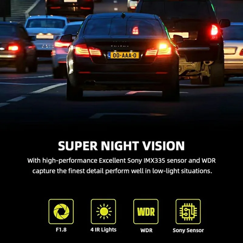 8402 Triple Display WiFi 1080P HD Reverse Camera 10 Inch Touchscreen Rearview Mirror Dash Cam