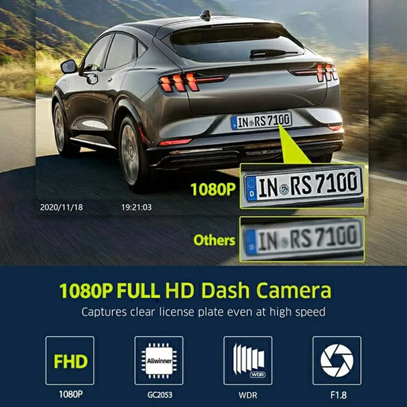 8402 Triple Display WiFi 1080P HD Reverse Camera 10 Inch Touchscreen Rearview Mirror Dash Cam