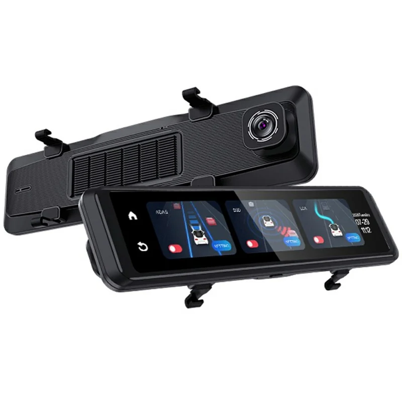 V7 12 Inch Touchscreen Car Dash Cam 4K Front and 1080P Rear Dual Camera ADAS+BSD Video Recorder