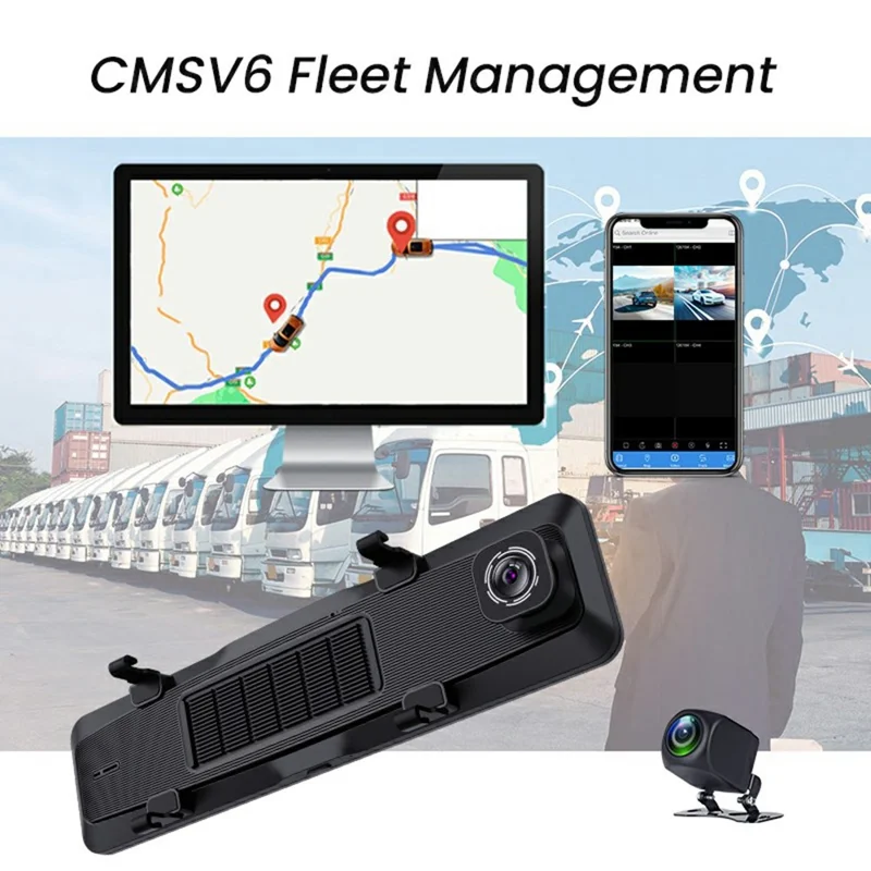 V7 12 Inch Touchscreen Car Dash Cam 4K Front and 1080P Rear Dual Camera ADAS+BSD Video Recorder