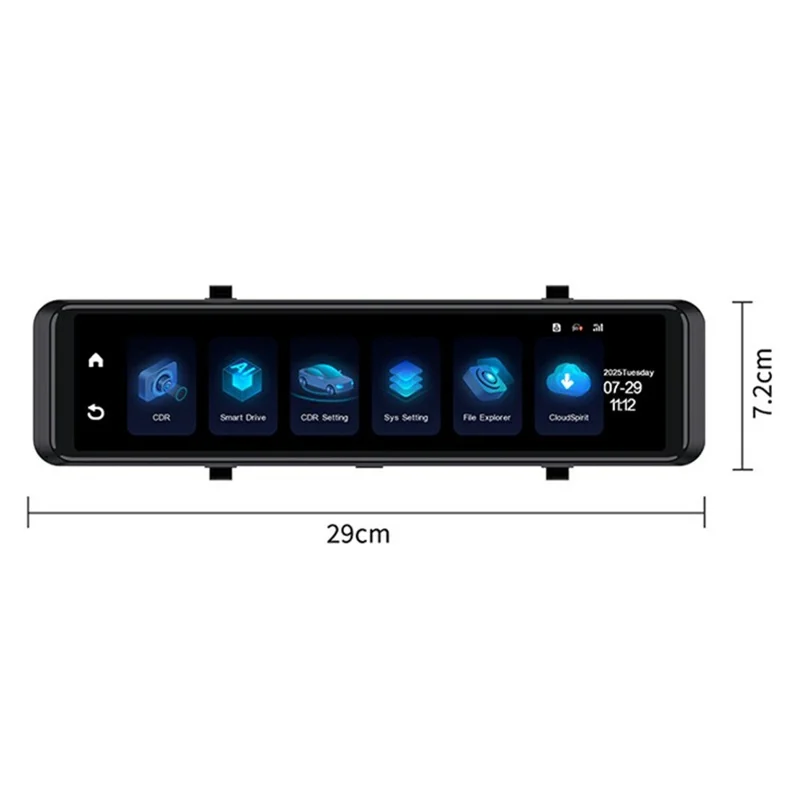 V7 12 Inch Touchscreen Car Dash Cam 4K Front and 1080P Rear Dual Camera ADAS+BSD Video Recorder