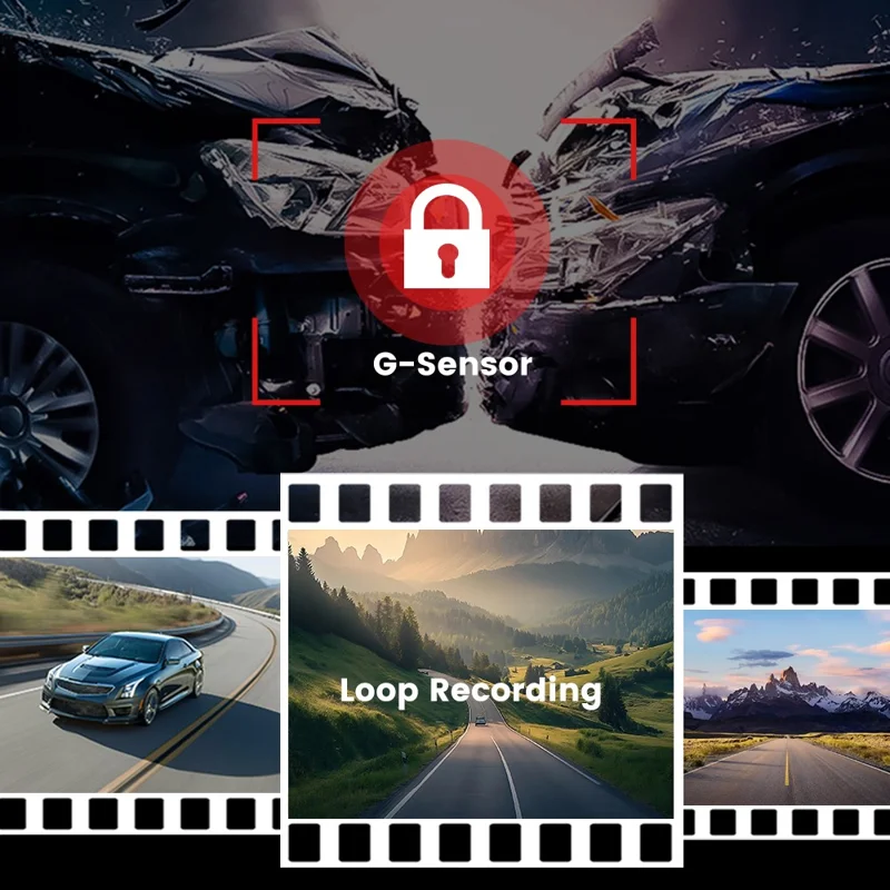 F9 3 Channels Dash Cam GPS 4K Front + 1080P Inside and Rear Night Vision Car Camera Support WiFi App Control