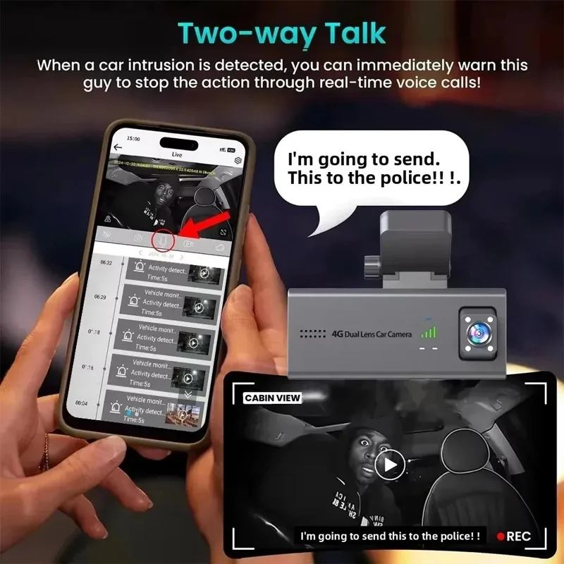 VM01-EU 1080P 4G WiFi Dual Lens Car Dash Cam with Night Vision Parking Monitor, EU Version - Black