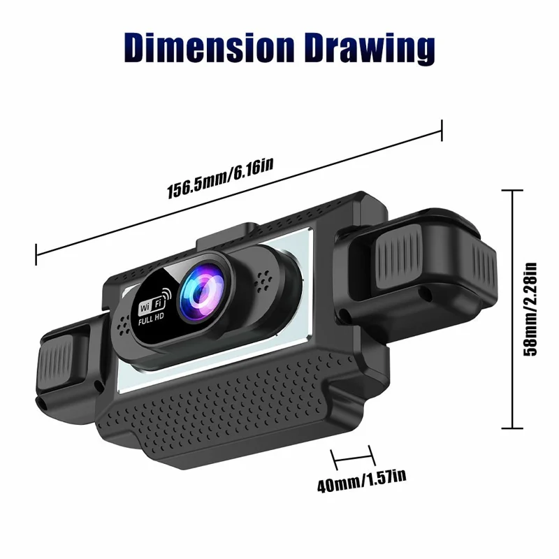 C313 1080P WiFi Dash Cam 4-Channel DVR Wireless Night Vision Parking Monitor Reverse Camera - Black